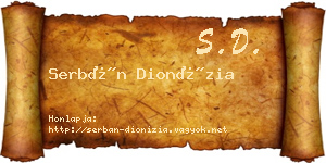 Serbán Dionízia névjegykártya